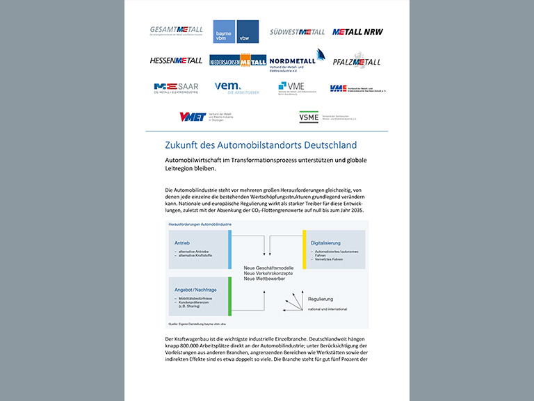 Positionspapier zur Zukunft des Automobilstandorts Deutschland